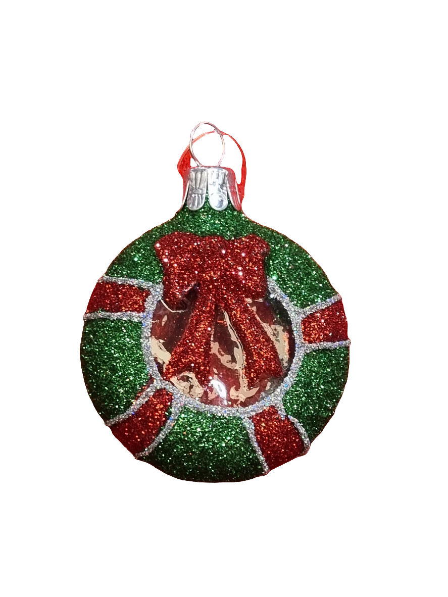 European Glass Christmas ornament of a Wreath (F)