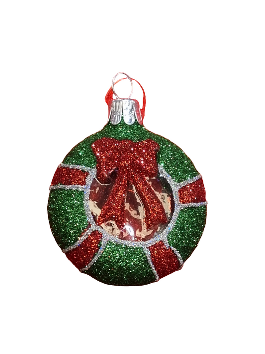 European Glass Christmas ornament of a Wreath (F)