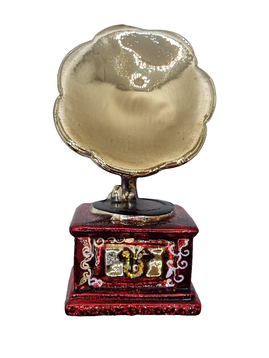 European Glass Christmas ornament of a Gramophone (X)