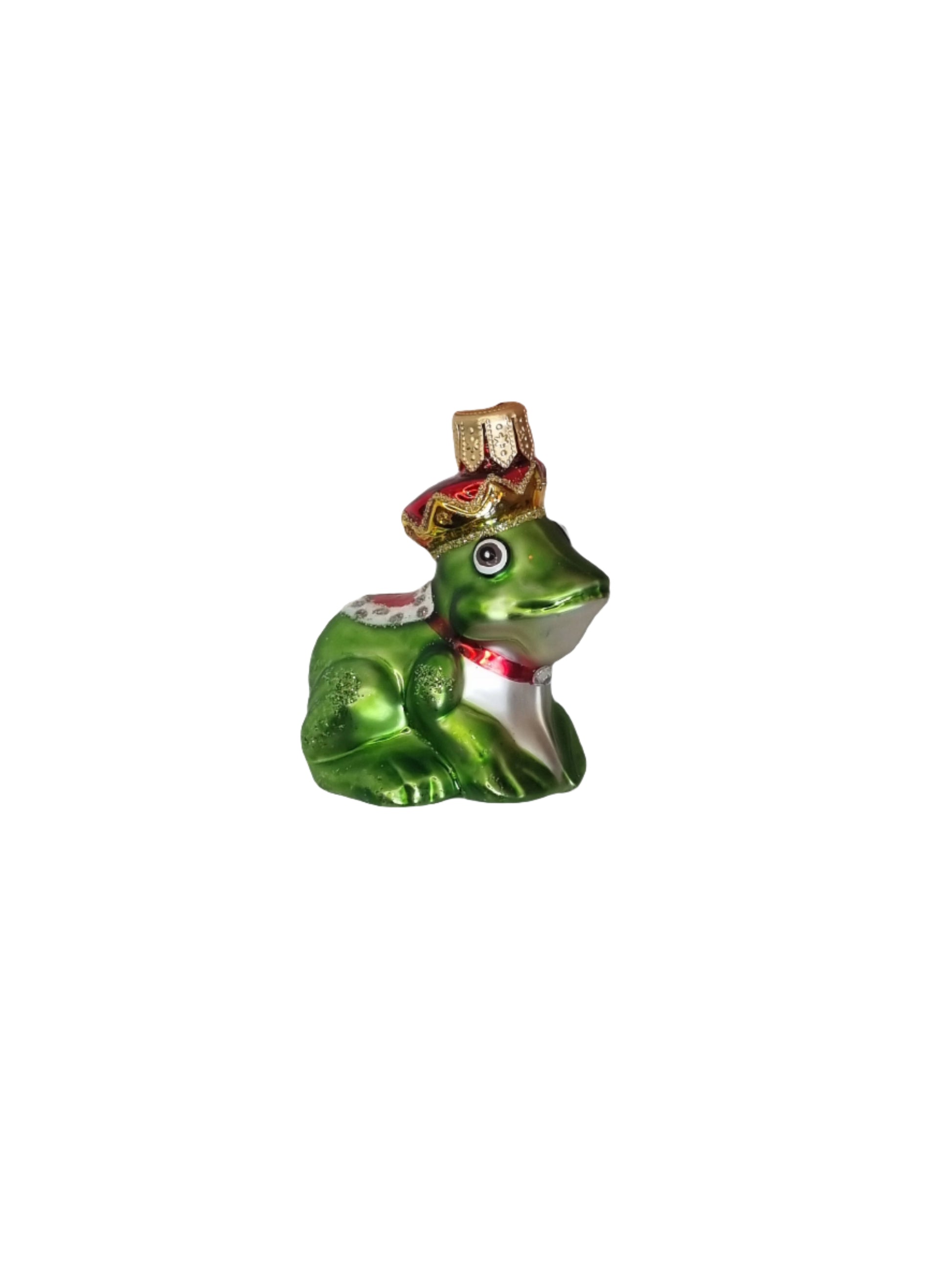 European Glass Christmas ornament of a Frog | Small Frog with Crown (K)