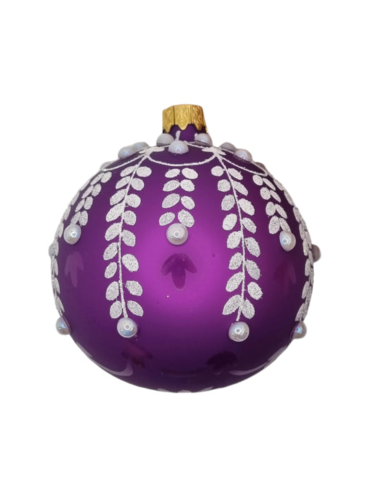 European Glass Christmas ornament of a Bauble | Purple Assorted (K)