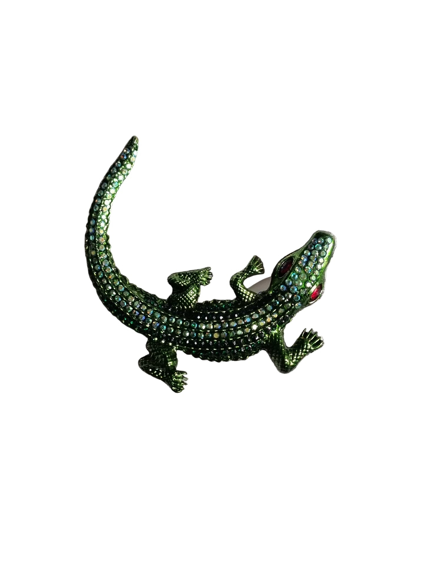 Green lizard brooch