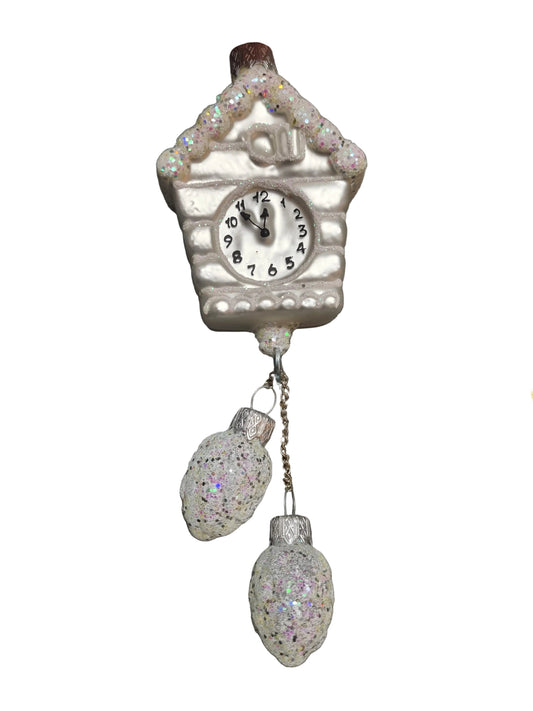 Decorative cuckoo clock glass ornament with hanging bulbs