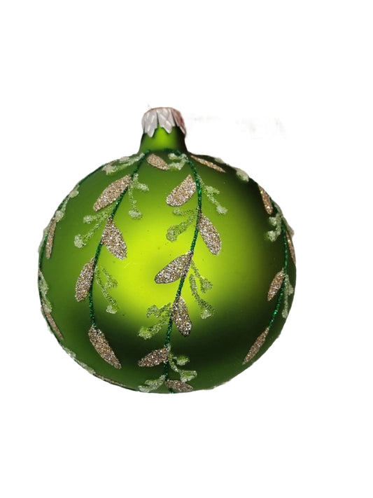 European Glass Christmas ornament of a Bauble | Green (J)