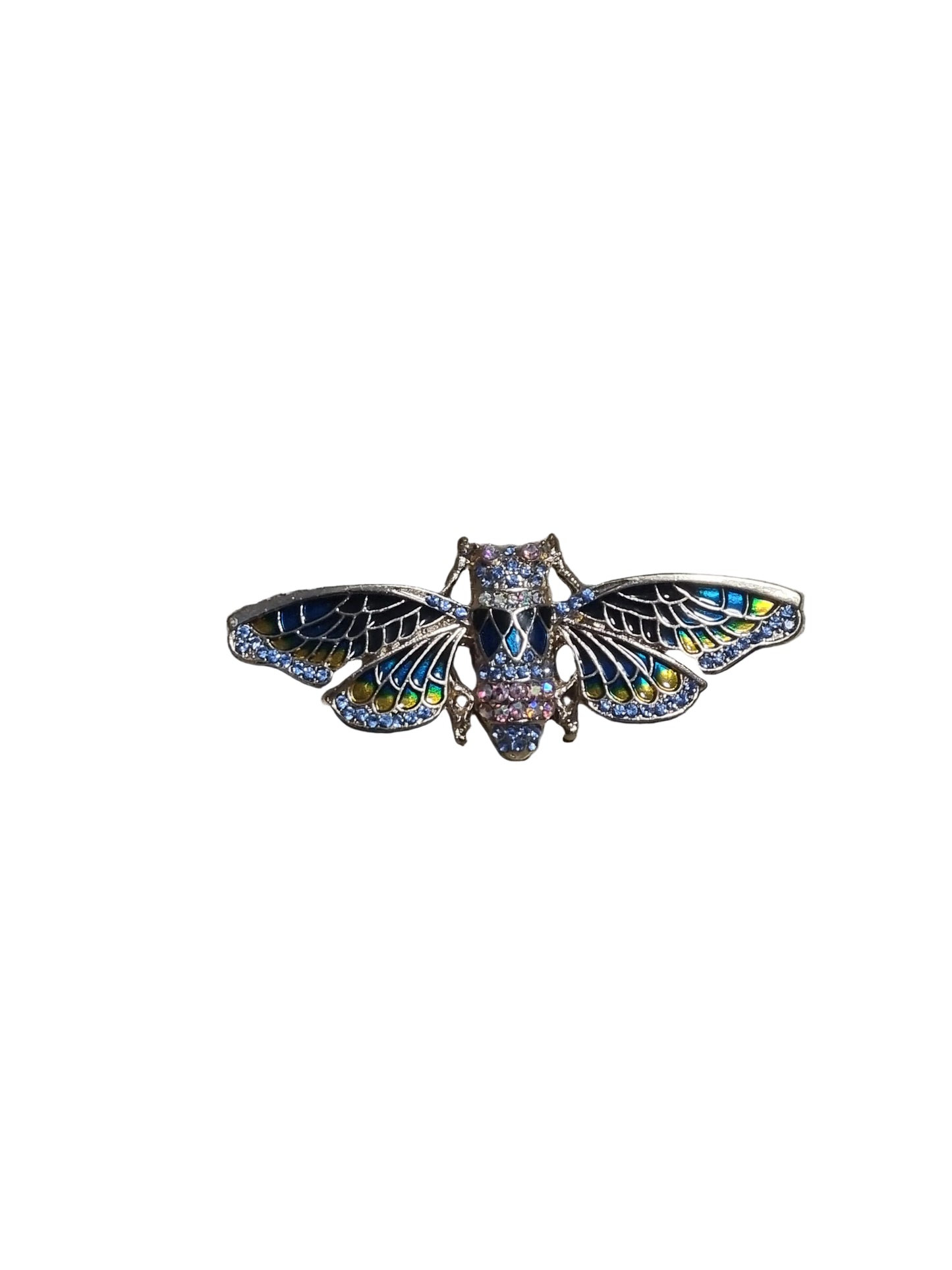 Beetle-shaped brooch with multicolored wings 