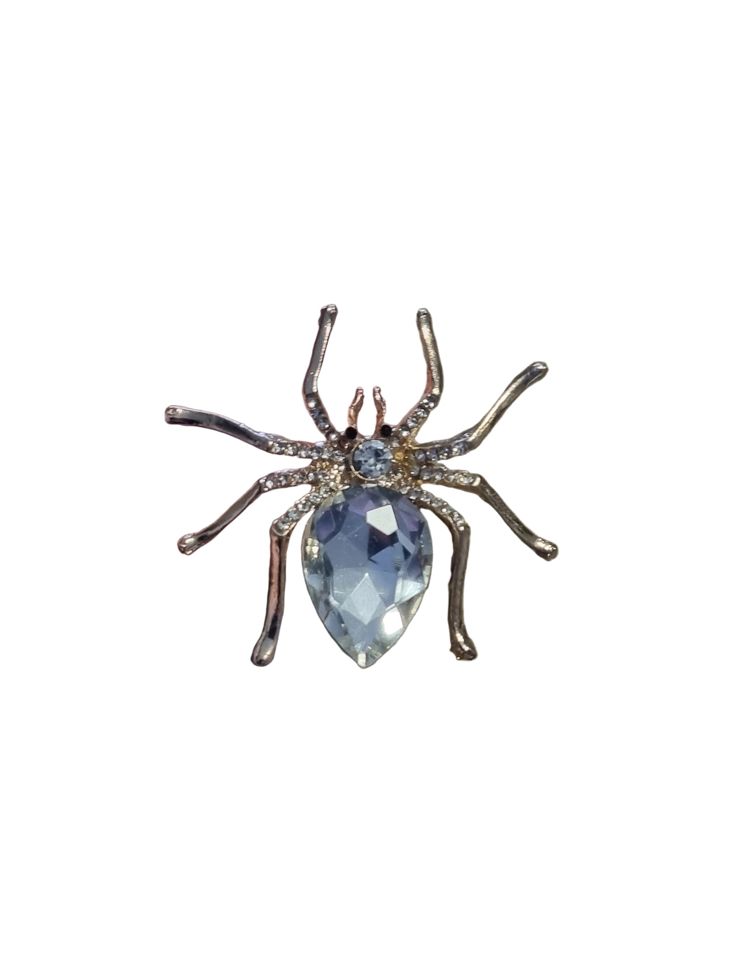 Spider-shaped brooch with a silver gemstone 