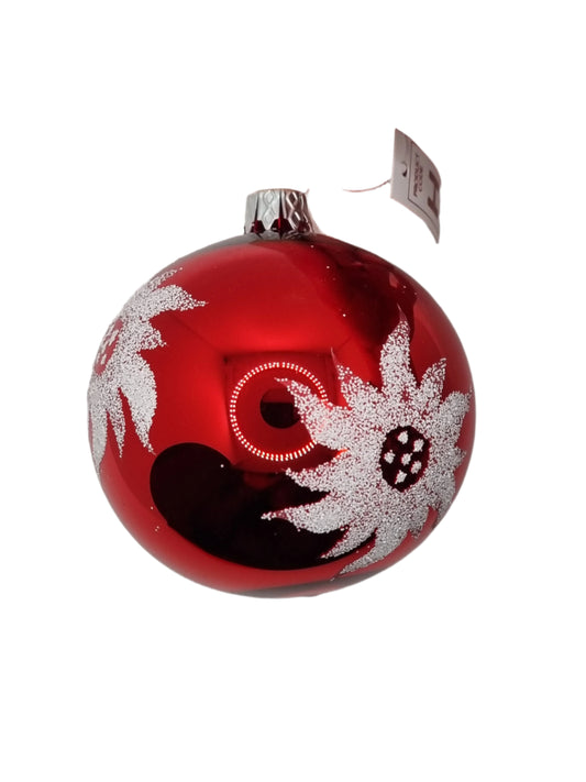 European Glass Christmas ornament of a Baubles | Assorted Colours with Frosted Starburst Pattern (H)