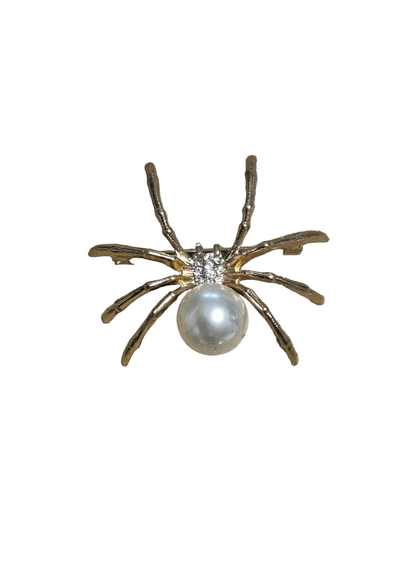 Gold spider-shaped brooch with a pearl 