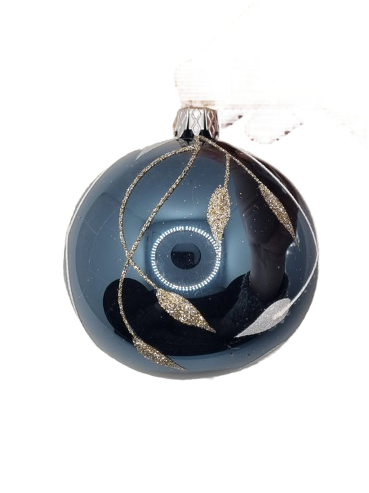 European Glass Christmas ornament of a Bauble | Dark Blue (J)