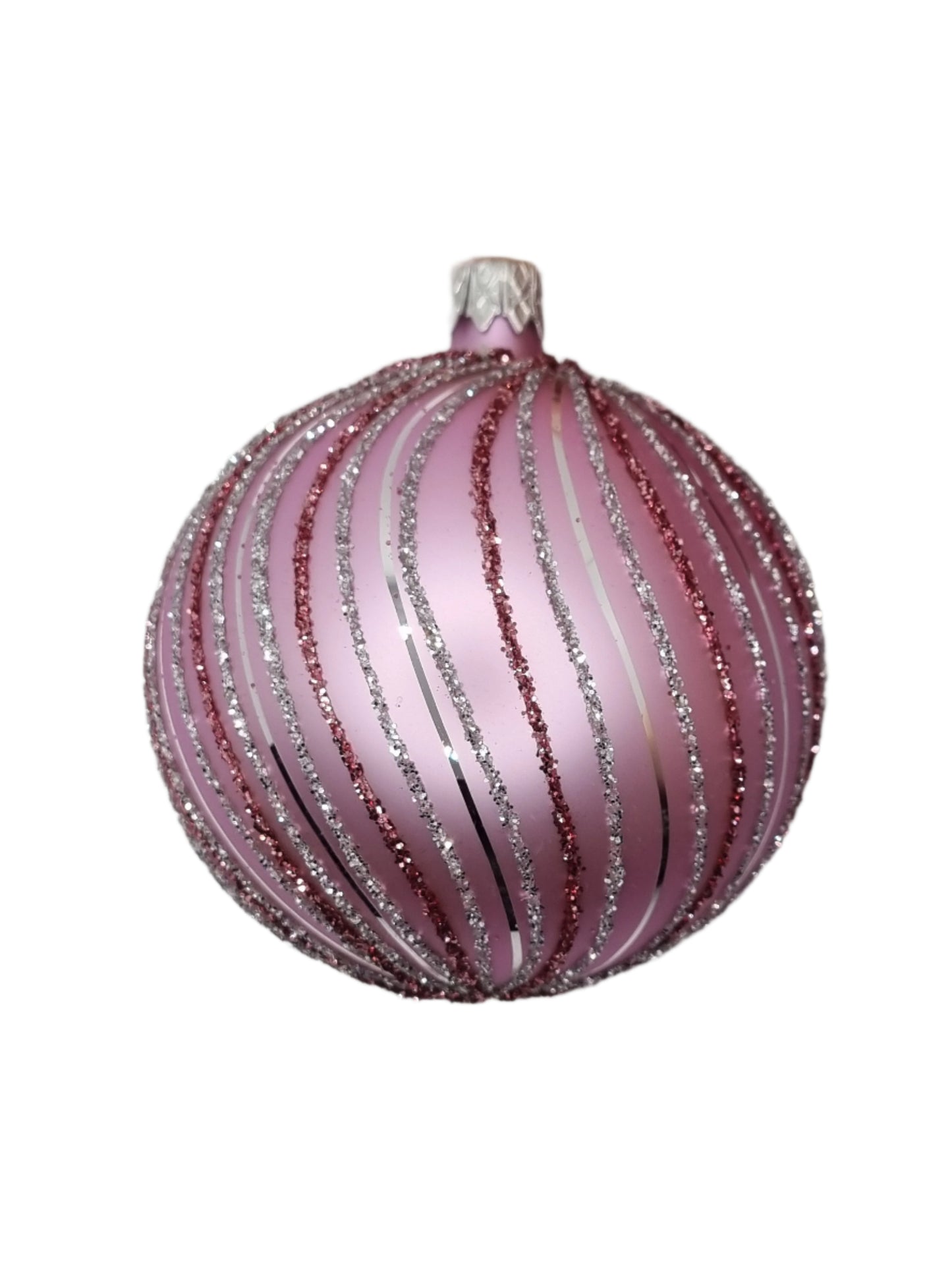 European Glass Christmas ornament of a Baubles | Glitter Spiral Pattern Assorted Colours (I)