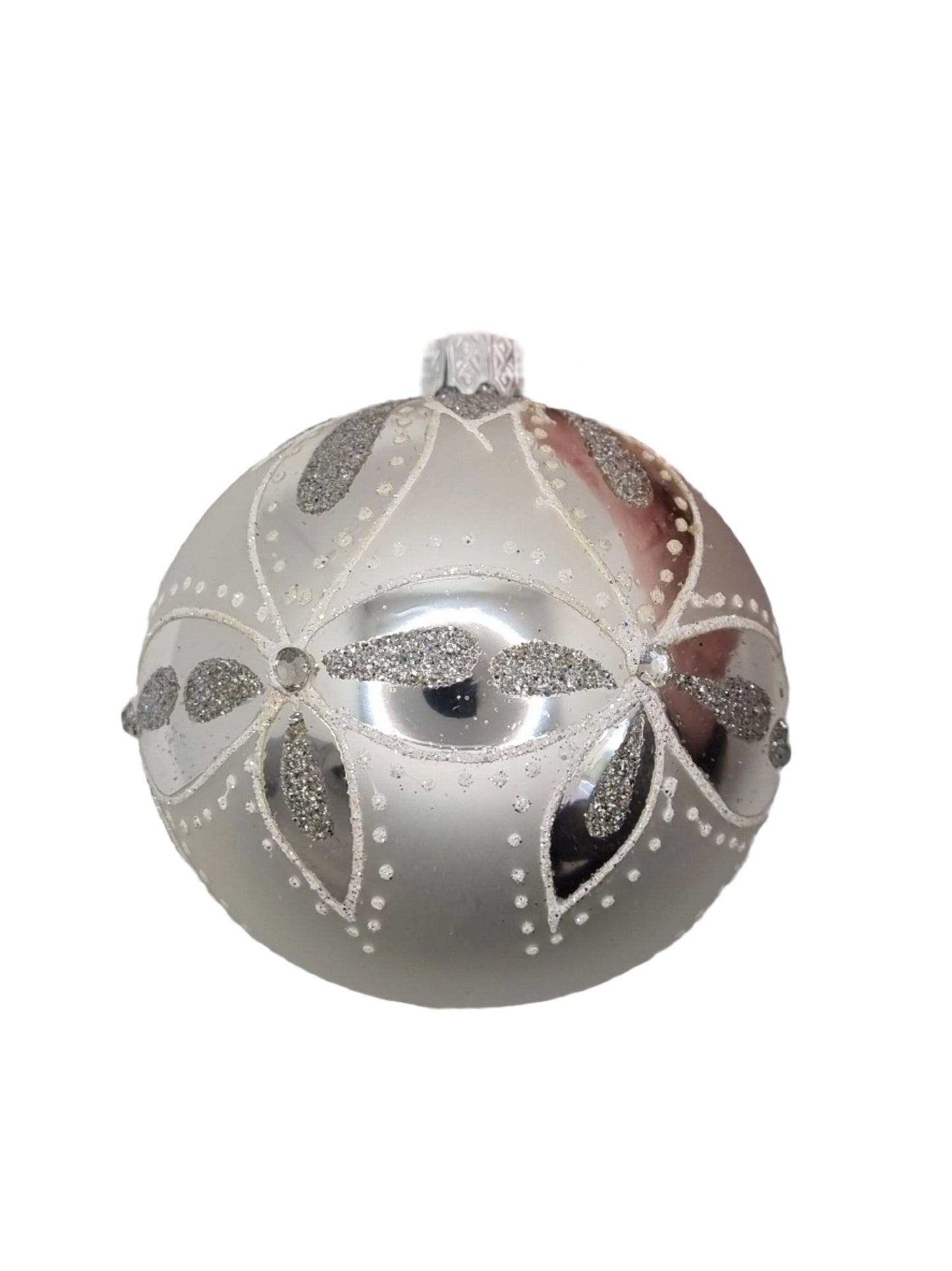 European Glass Christmas ornament of a Bauble | Silver Assorted (K)