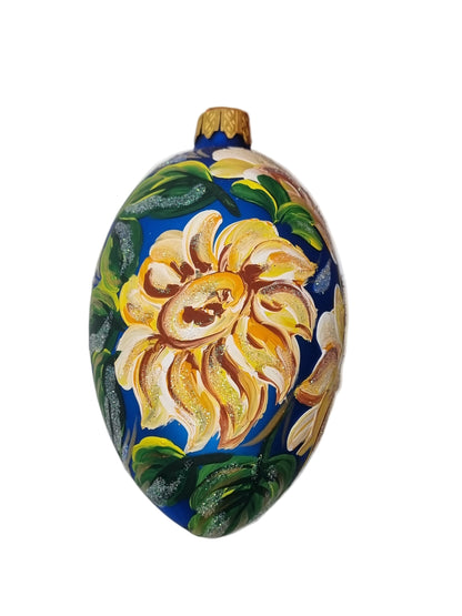 European Glass Christmas ornament of a Glass Eggs | Blue Faberge Style Easter Eggs (R)