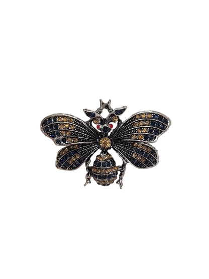 Gold Beetle with Pink & Blue Crystals | Brooch VI