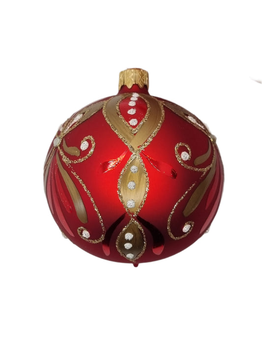 European Glass Christmas ornament of a Bauble | Red Assorted (K)