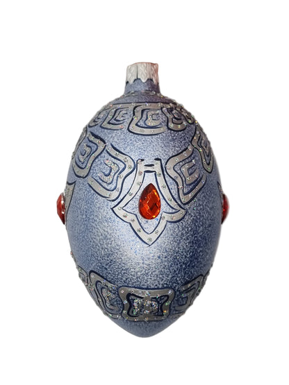 European Glass Christmas ornament of a Glass Eggs | Blue Faberge Style Easter Eggs (R)