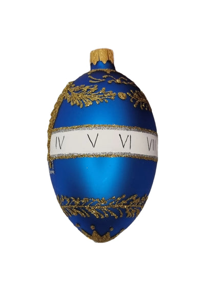 European Glass Christmas ornament of a Glass Eggs | Blue Faberge Style Easter Eggs (R)