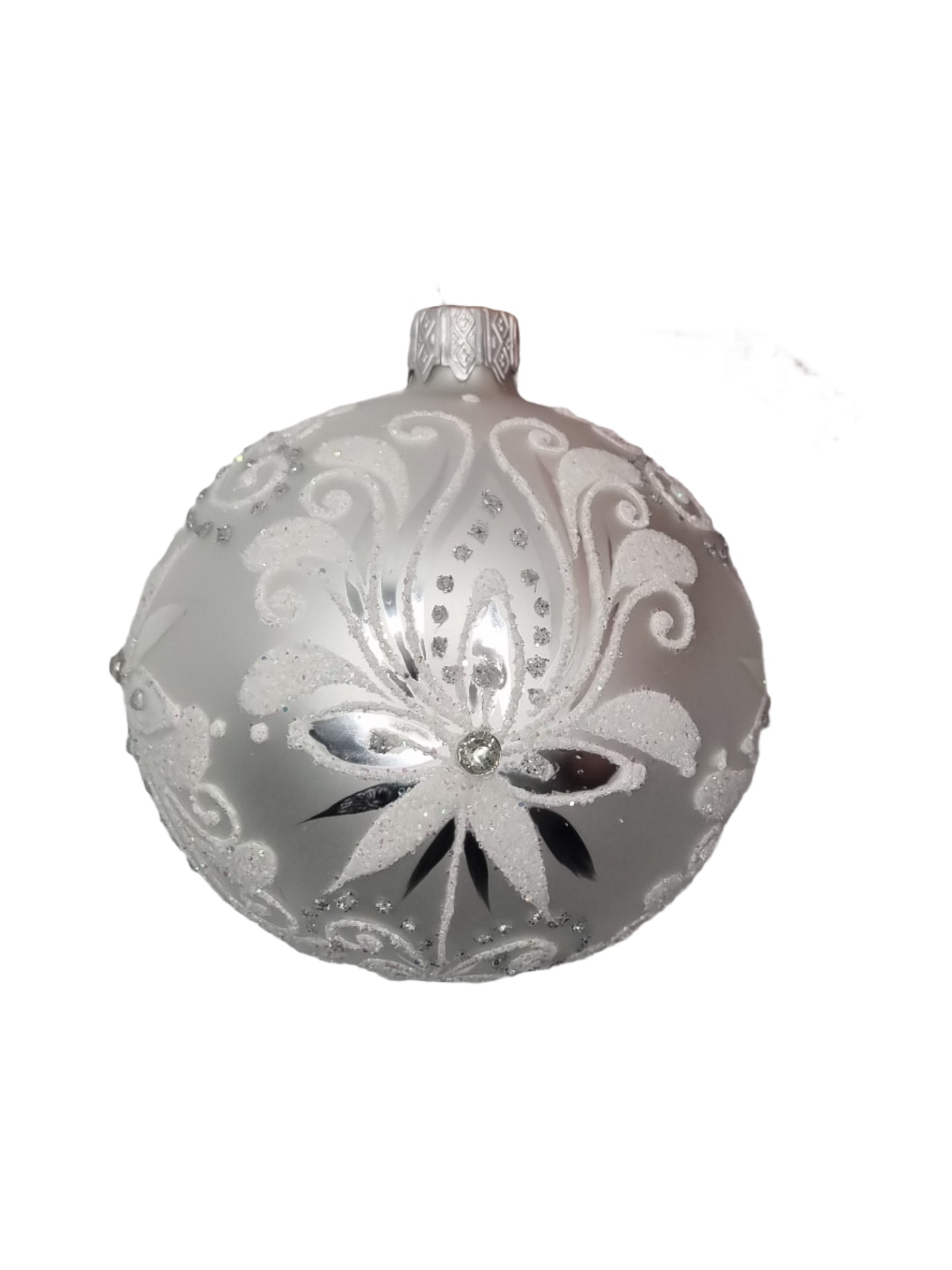 European Glass Christmas ornament of a Bauble | Silver Assorted (K)