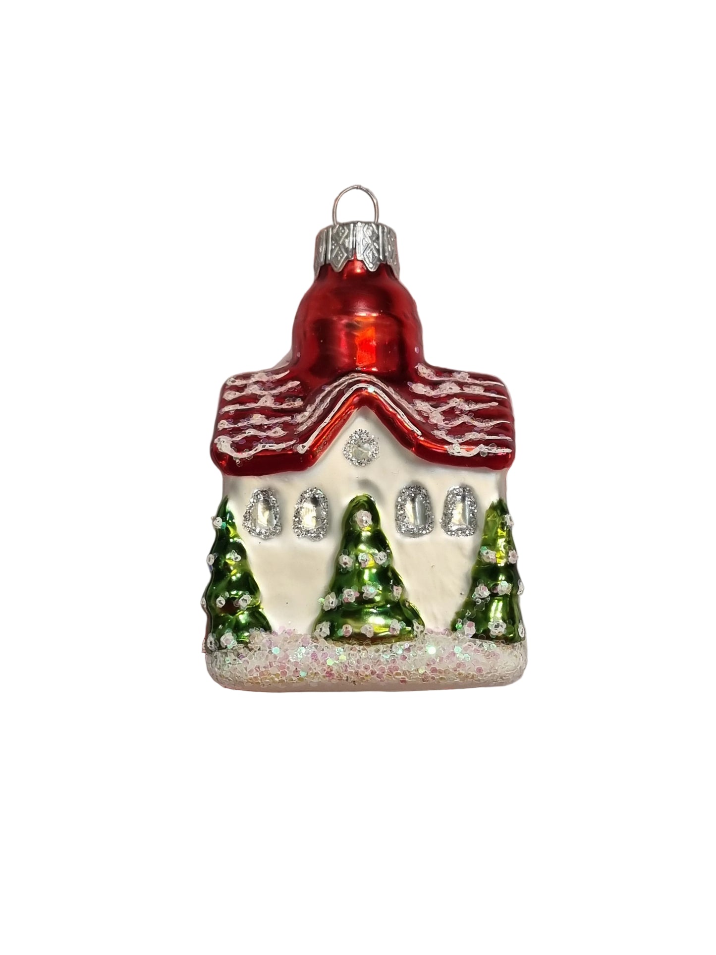 House | Snowy Red Roof with Trees (J)