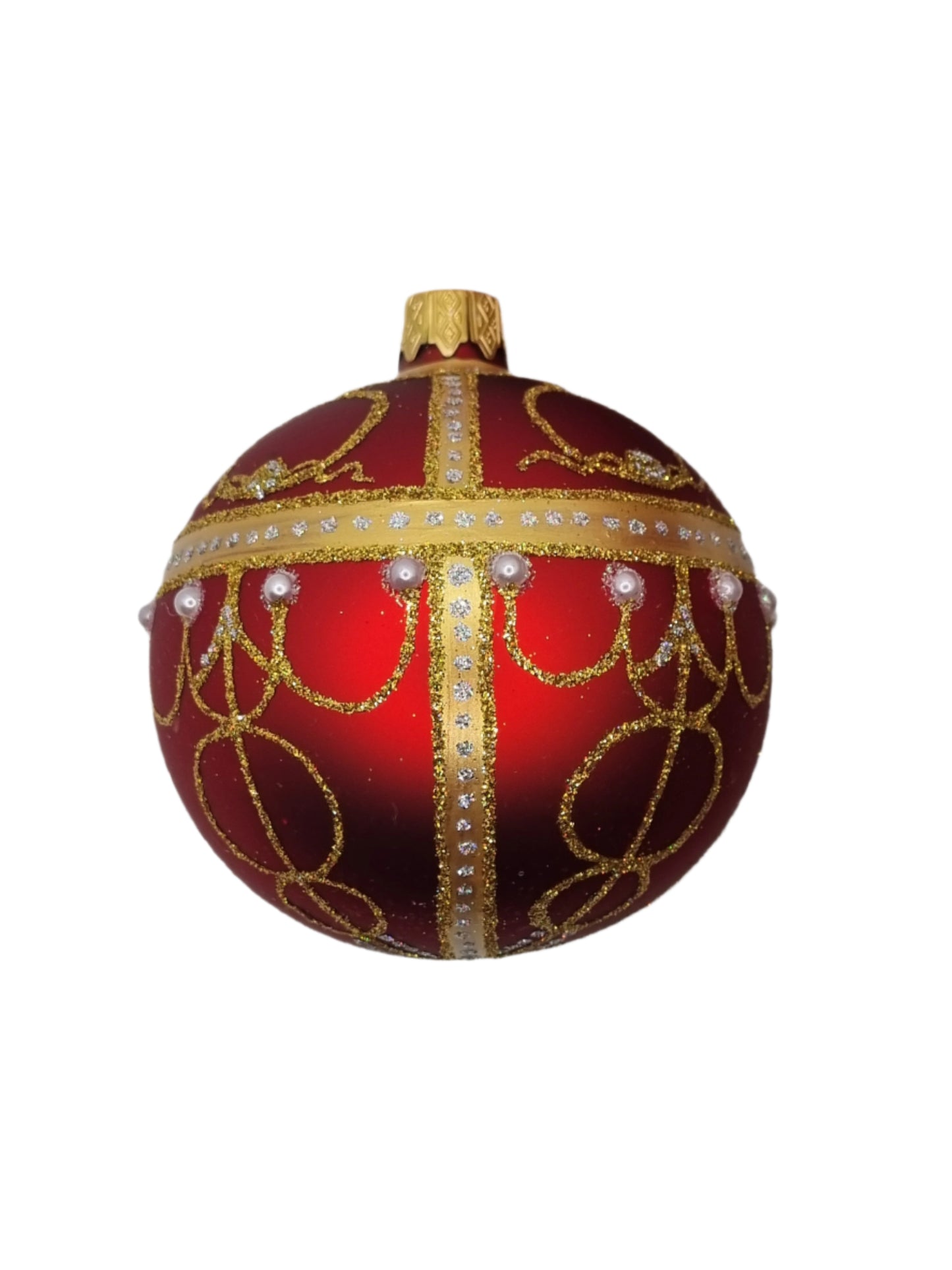 European Glass Christmas ornament of a Bauble | Red Assorted (K)