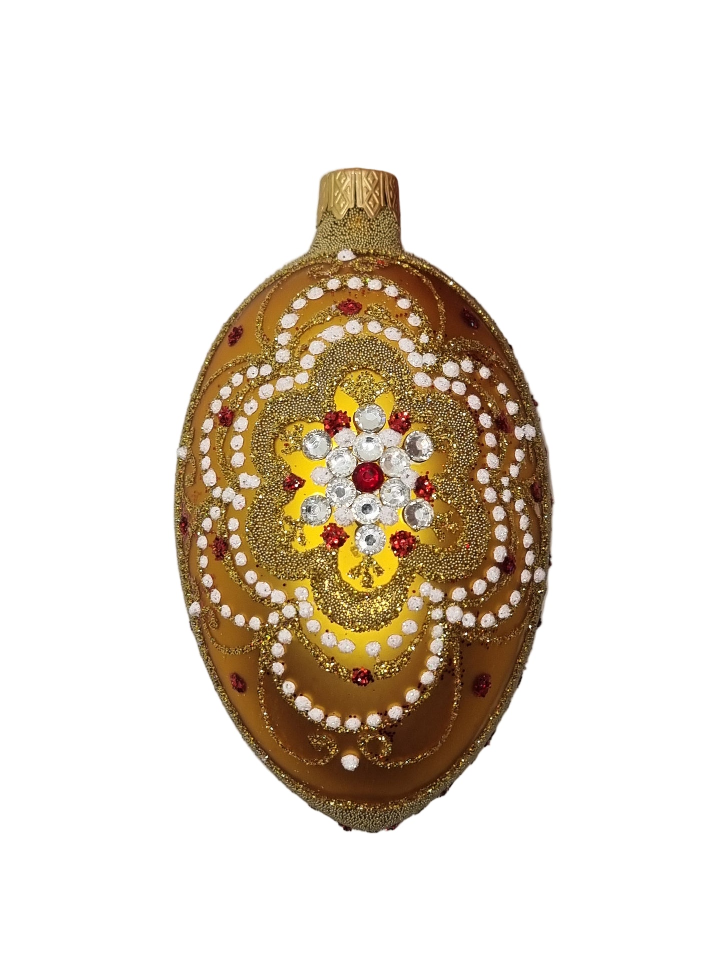 European Glass Christmas ornament of a Glass Eggs | Gold Faberge Style Easter Eggs (S)