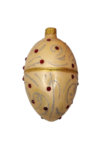 European Glass Christmas ornament of a Glass Eggs | Gold Faberge Style Eggs (R)