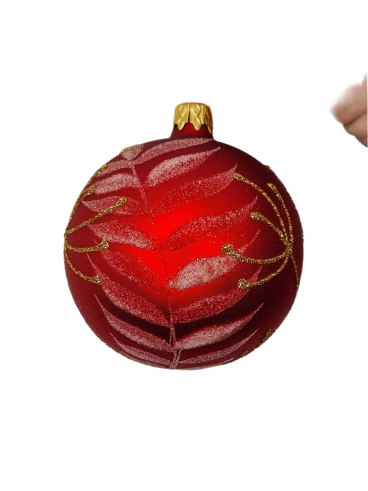European Glass Christmas ornament of a Bauble | Red Assorted (J)