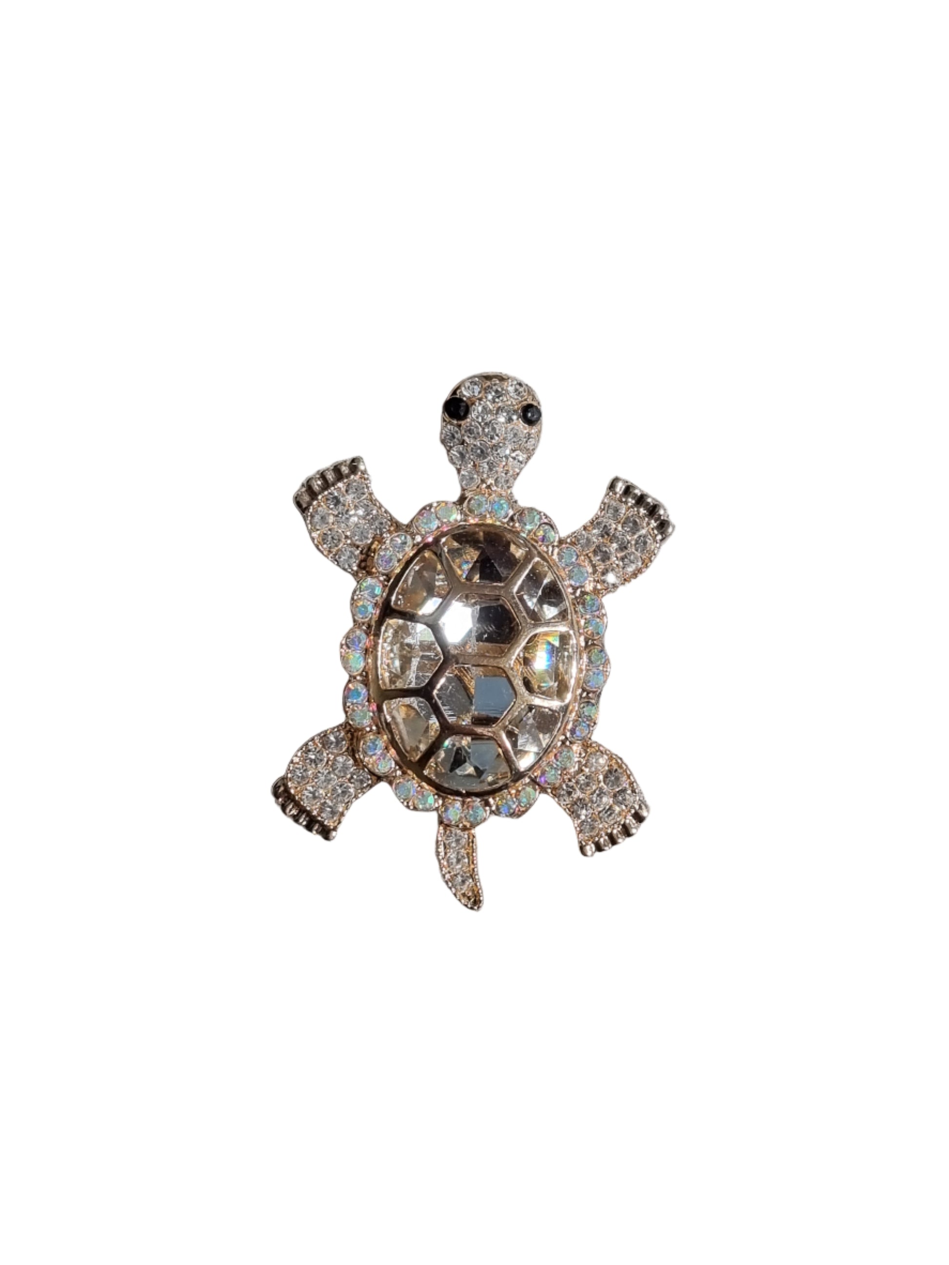Decorative turtle brooch with gemstones 