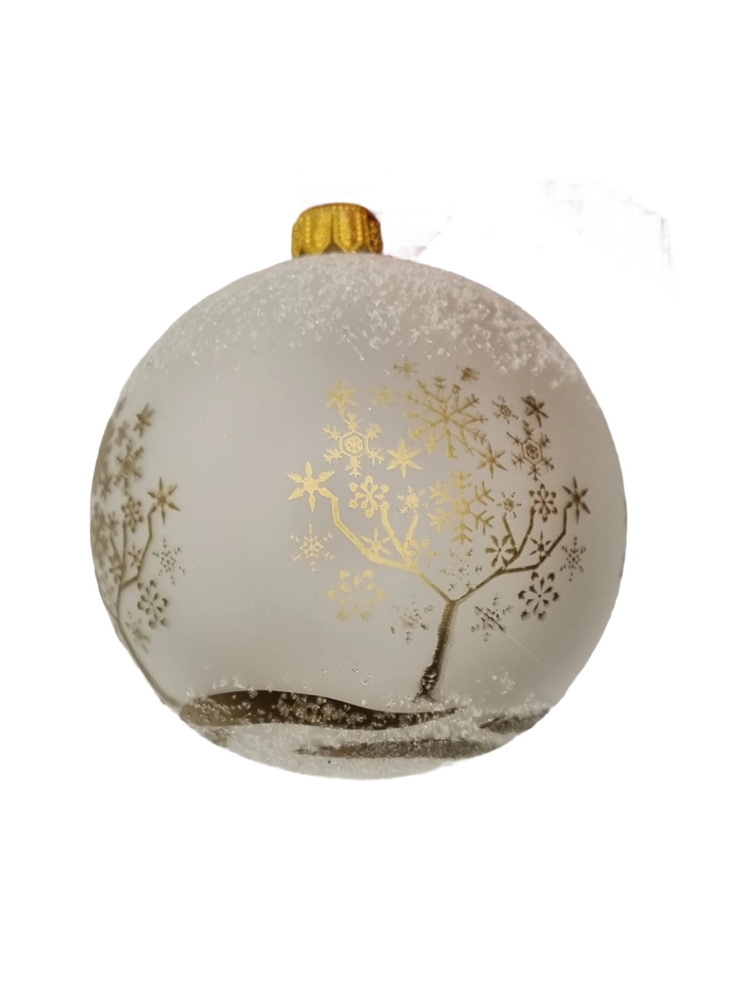 European Glass Christmas ornament of a Bauble | Clear with Frosted Patterns (G)