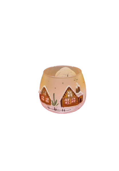Round Hollow Glass Candle Holder