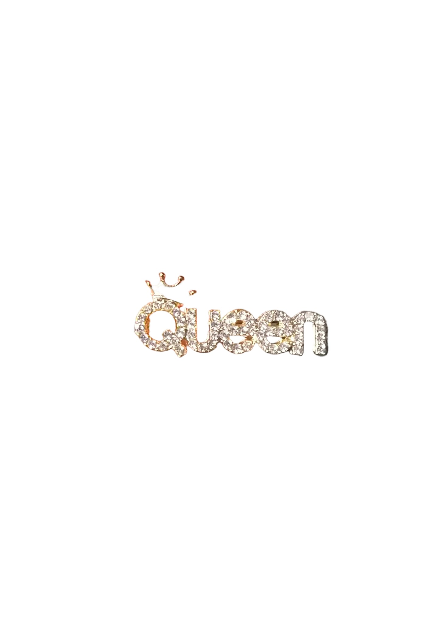 Silver-tone 'Queen' brooch paved with clear crystals