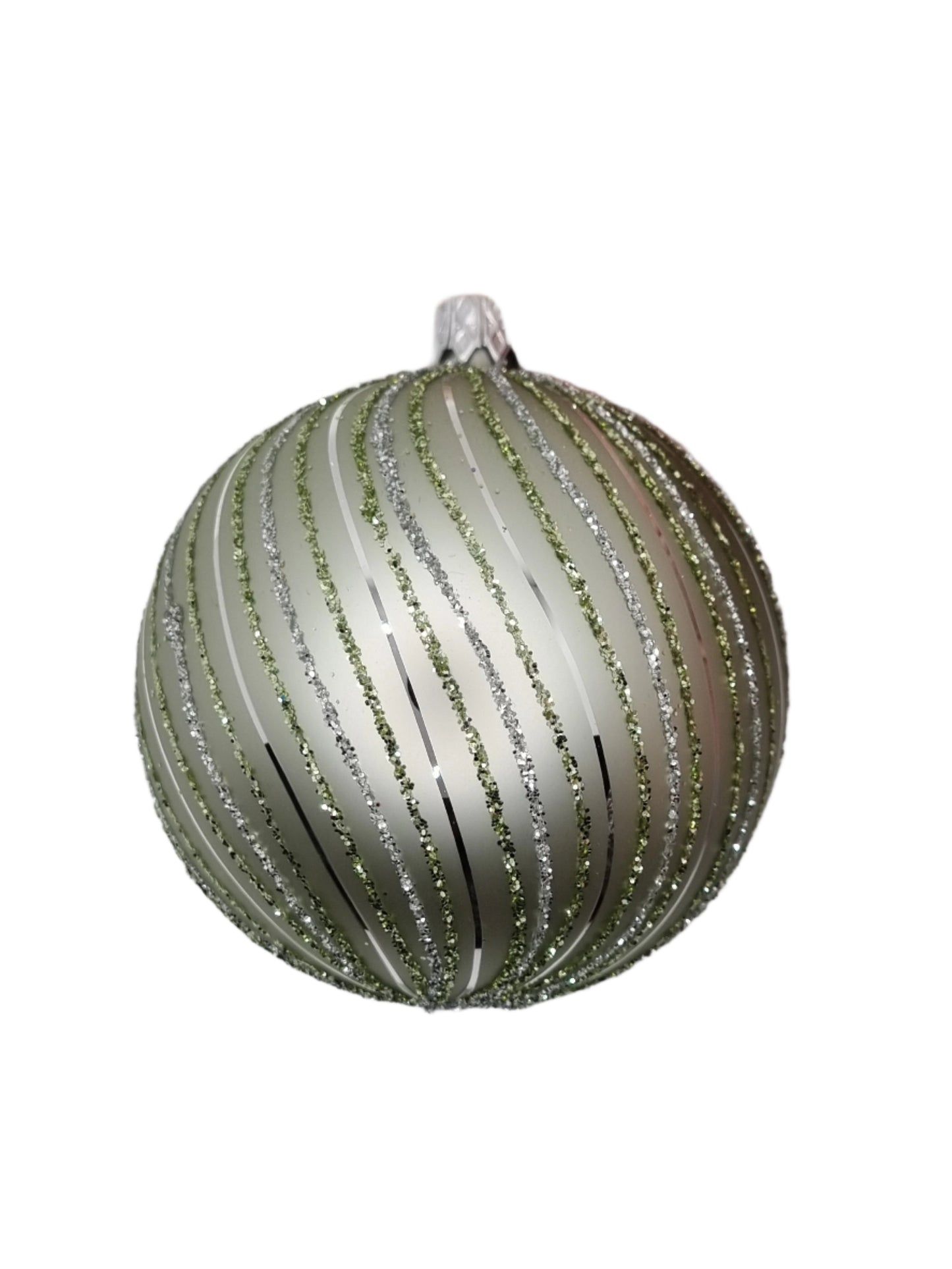 European Glass Christmas ornament of a Baubles | Glitter Spiral Pattern Assorted Colours (I)