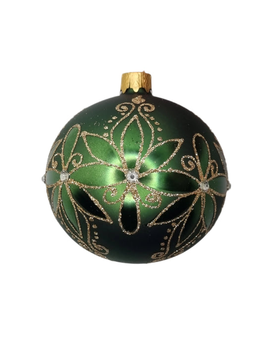 European Glass Christmas ornament of a Bauble | Green Assorted (K)