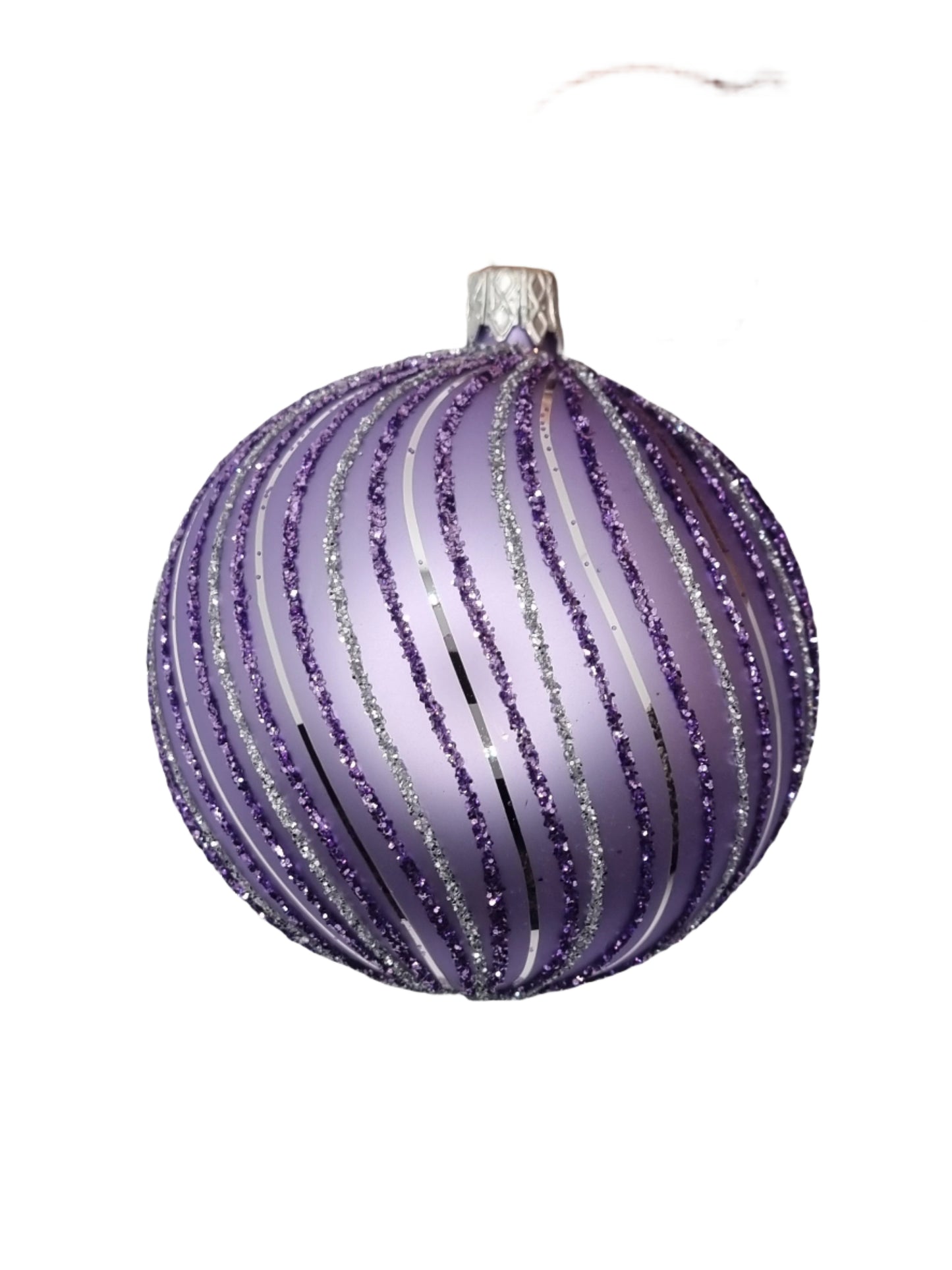 European Glass Christmas ornament of a Baubles | Glitter Spiral Pattern Assorted Colours (I)