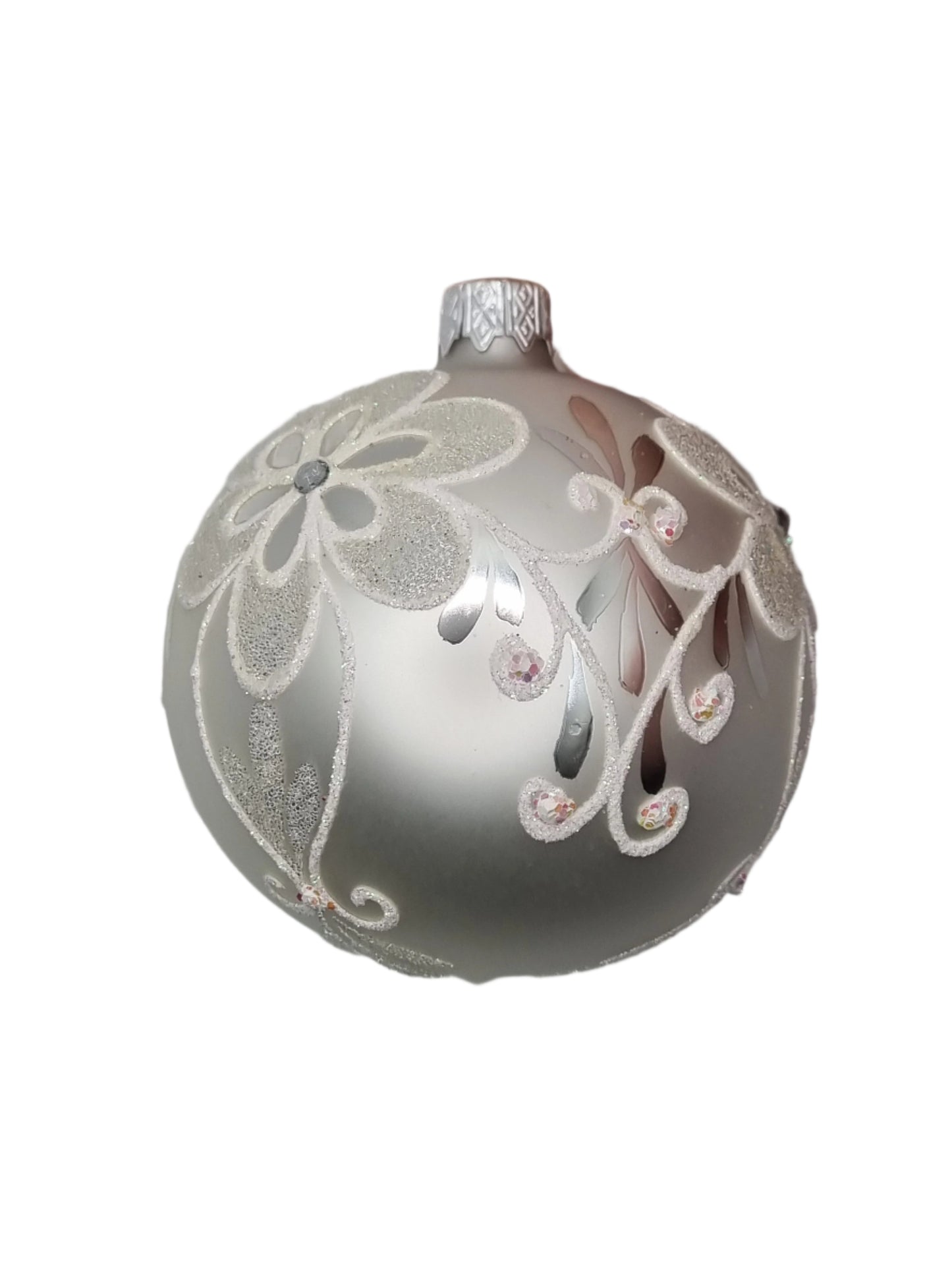 European Glass Christmas ornament of a Bauble | Silver Assorted (K)