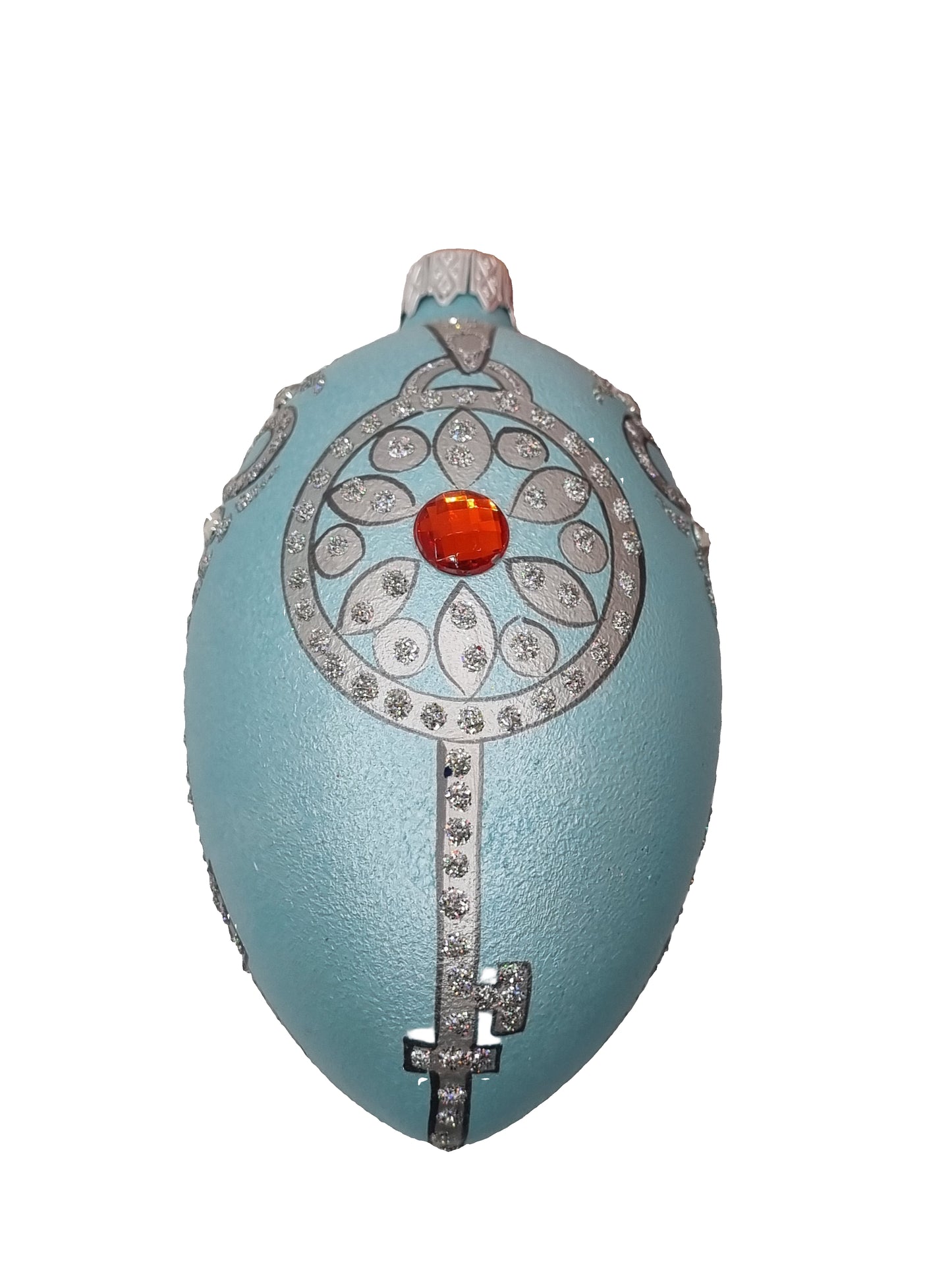 European Glass Christmas ornament of a Glass Eggs | Blue Faberge Style Easter Eggs (R)