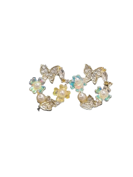 European Glass Christmas ornament of a Golden Spring Garden Wreathes | Earrings