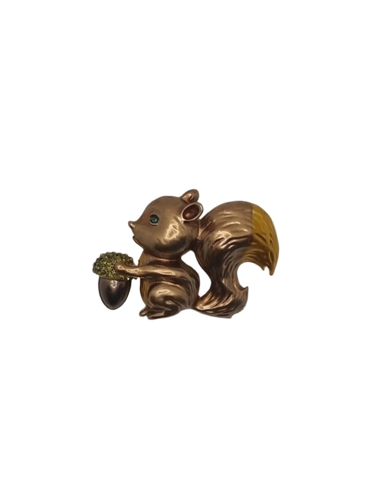 European Glass Christmas ornament of a Squirrel with Acorn | Brooch III