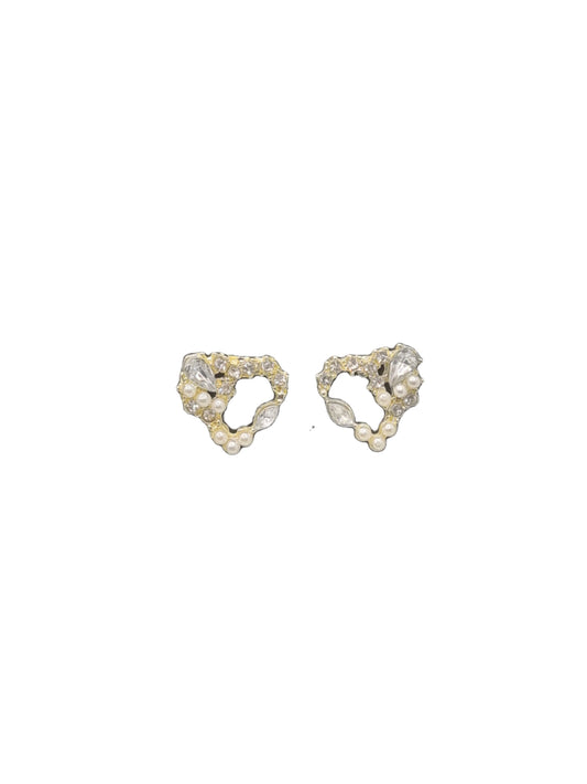 European Glass Christmas ornament of a Small Golden Crystal Hearts | Earrings