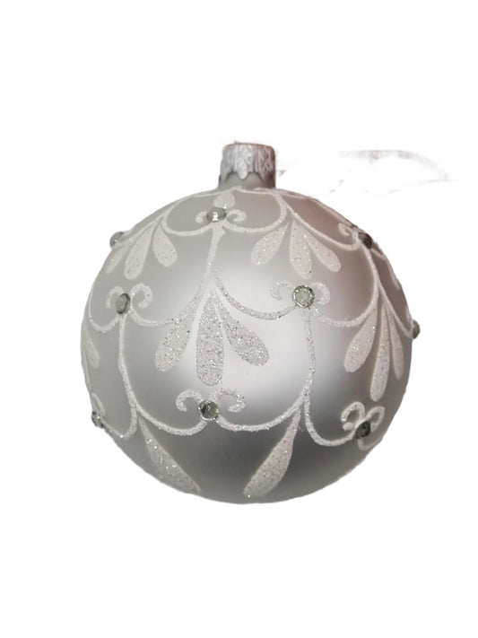 European Glass Christmas ornament of a Bauble | Silver Assorted (K)