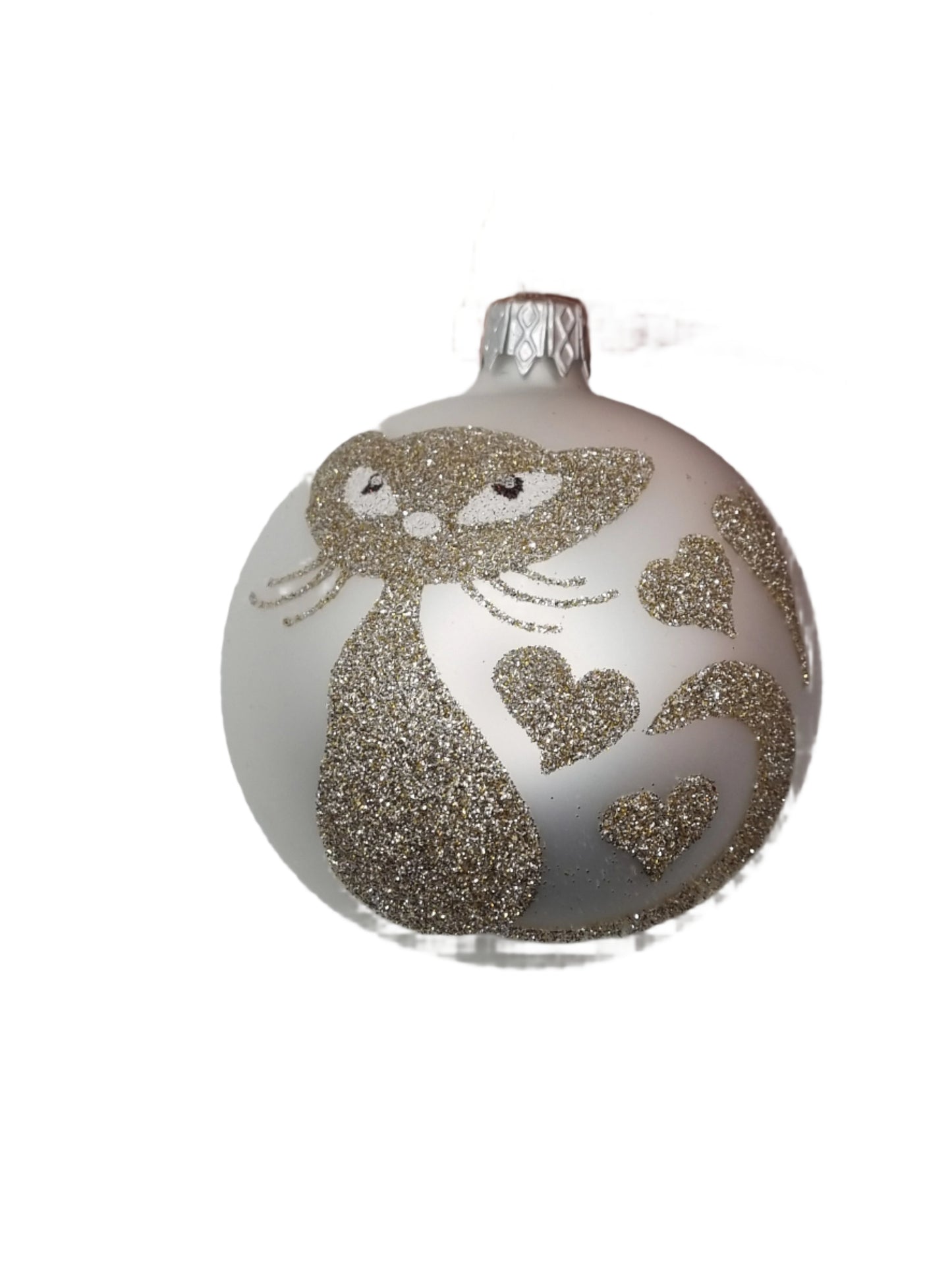 European Glass Christmas ornament of a Baubles | Glitter Cat (K)