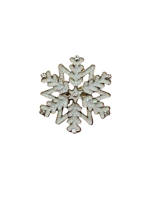 European Glass Christmas ornament of a White Snowflake | Brooch V