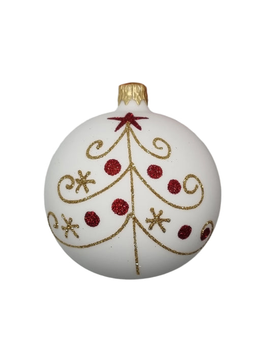 European Glass Christmas ornament of a Bauble | White Assorted (K)