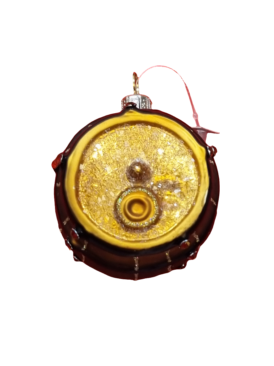 European Glass Christmas ornament of a Wine Barrel (T)