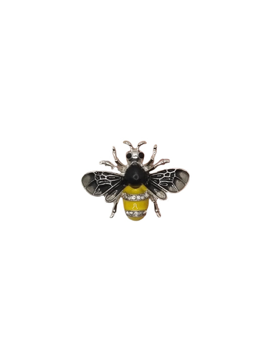 European Glass Christmas ornament of a Yellow Bee with Black Wings | Brooch III